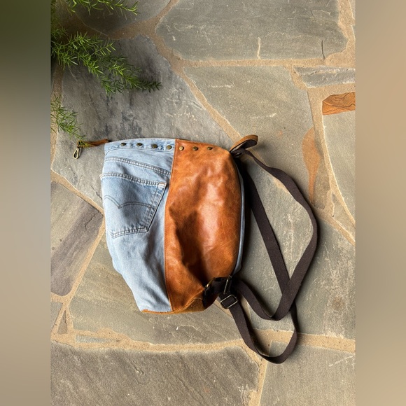 New?Free People-Upcycled Denim Backpack main image 4